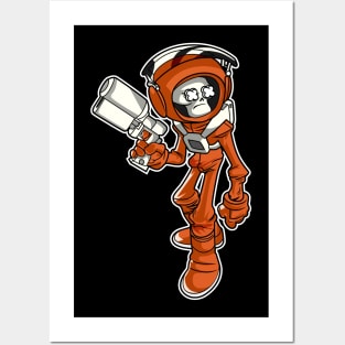 Orange Skeleton Astronaut Posters and Art